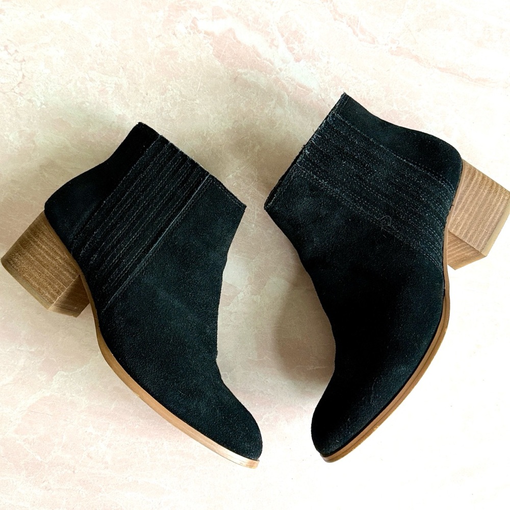 Aldo Black Suede Ankle Booties Slip-On Sz 8.5